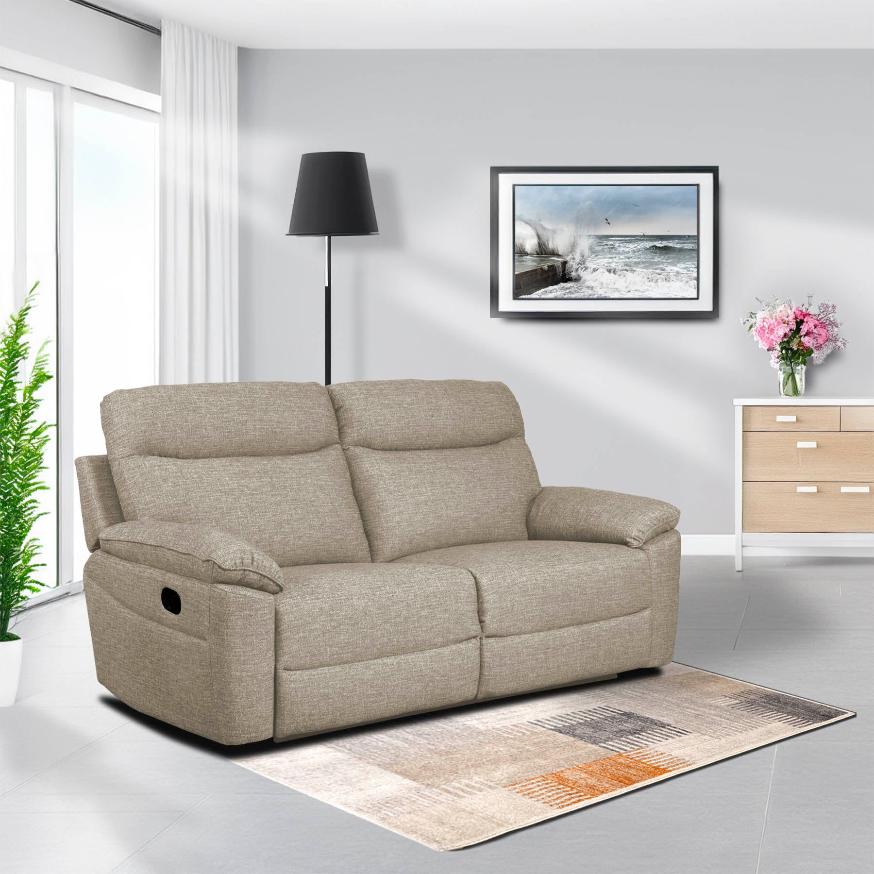 2 Seater Oatmeal Recliner Fabric Sofas The Dunluce