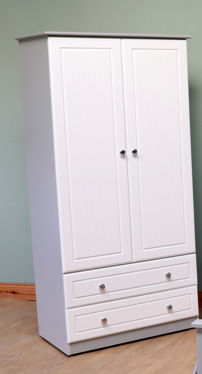 Millwood Solid Two Door with 2 Drawers Wardrobe - Choose Your Colours