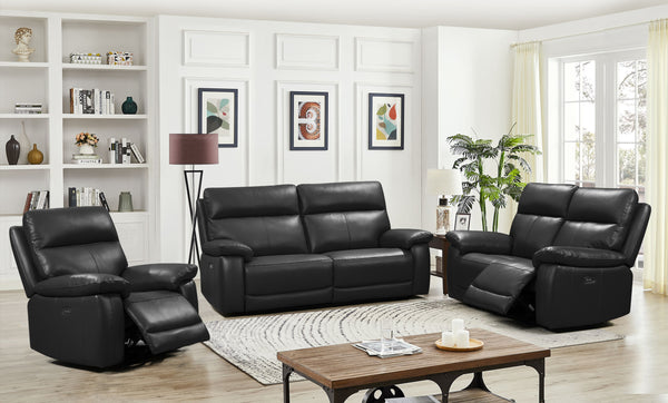 Florence Power Recliner Leather Sofas - Black Colour