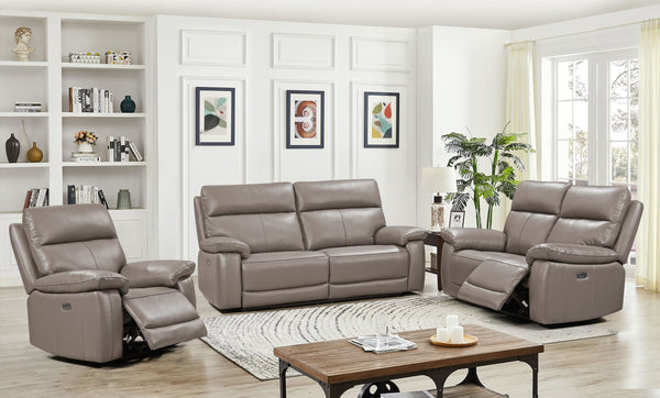 Florence Power Recliner Leather Sofas - Putty Colour