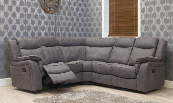 Charcoal Grey Fabric Recliner L Shaped Corner Suites Omagh, Brooklyn