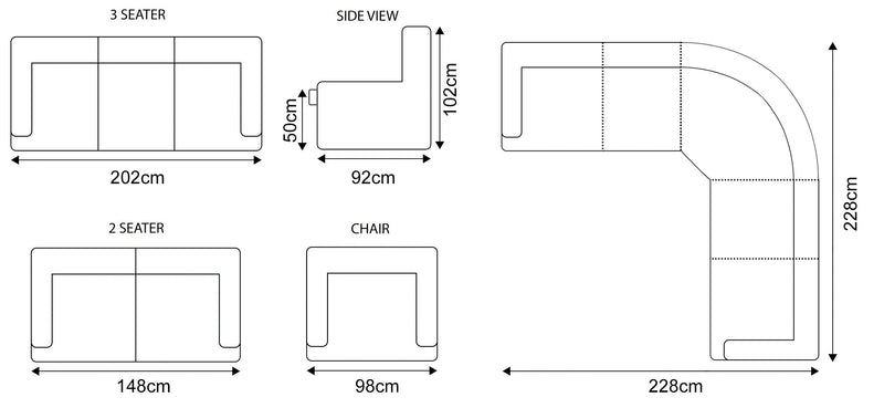 Brooklyn Sofa set dimensions