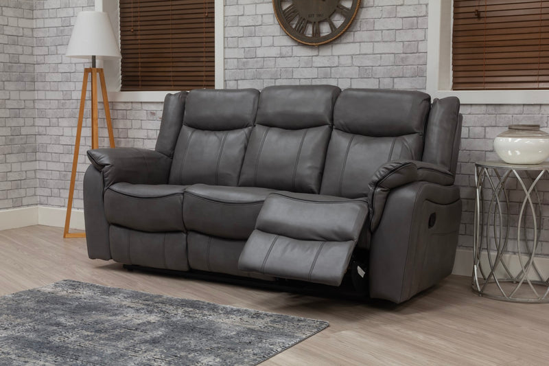 Brooklyn 3+1+1 Seat Recliner Sofa Grey Leather