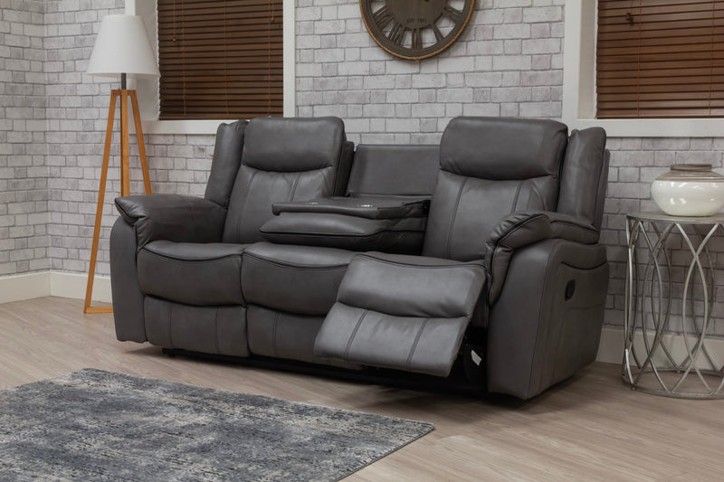 Brooklyn 3+1+1 Seat Recliner Sofa Grey Leather