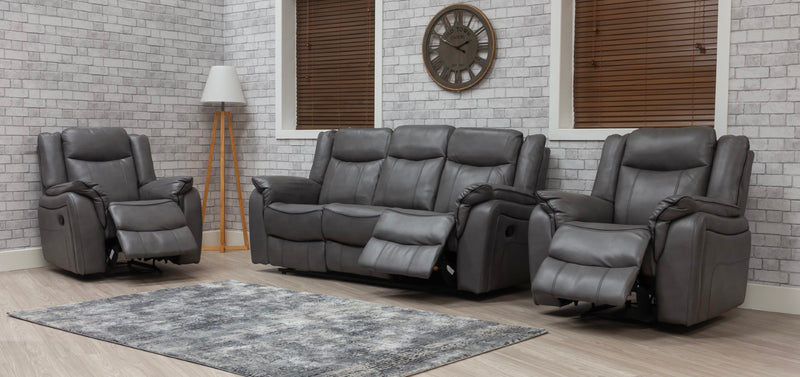 Brooklyn 3+1+1 Seat Recliner Sofa Grey Leather