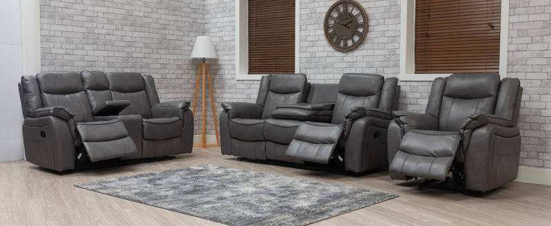 Brooklyn 3+1+1 Seat Recliner Sofa Grey Leather