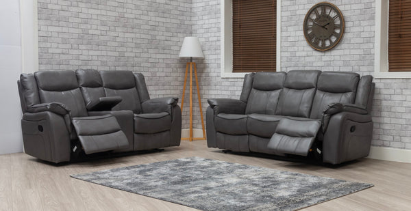 Brooklyn 3+2 Seat Recliner Sofa Grey Leather