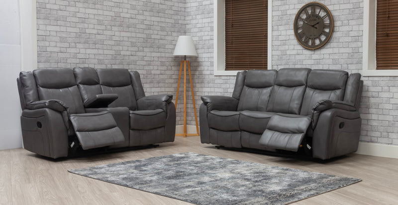 Brooklyn 3+1+1 Seat Recliner Sofa Grey Leather