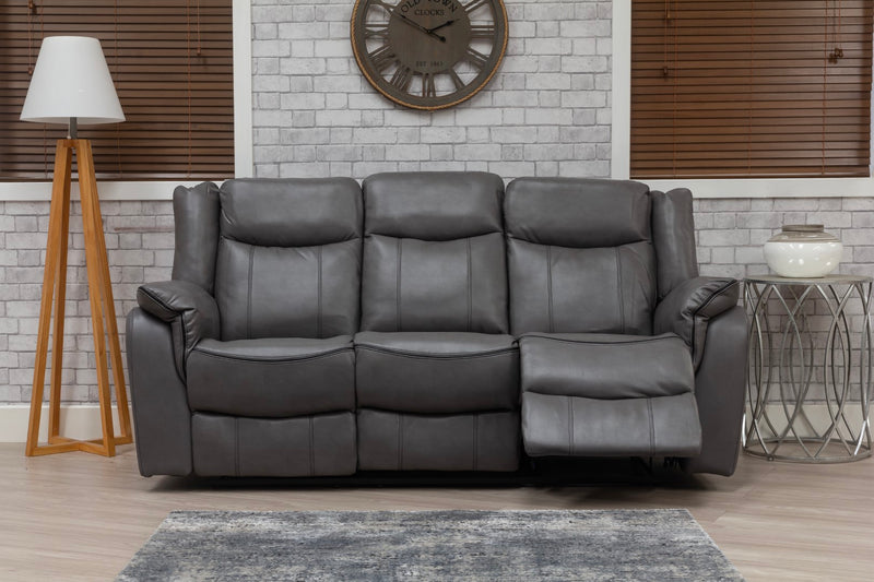 Brooklyn 3+1+1 Seat Recliner Sofa Grey Leather