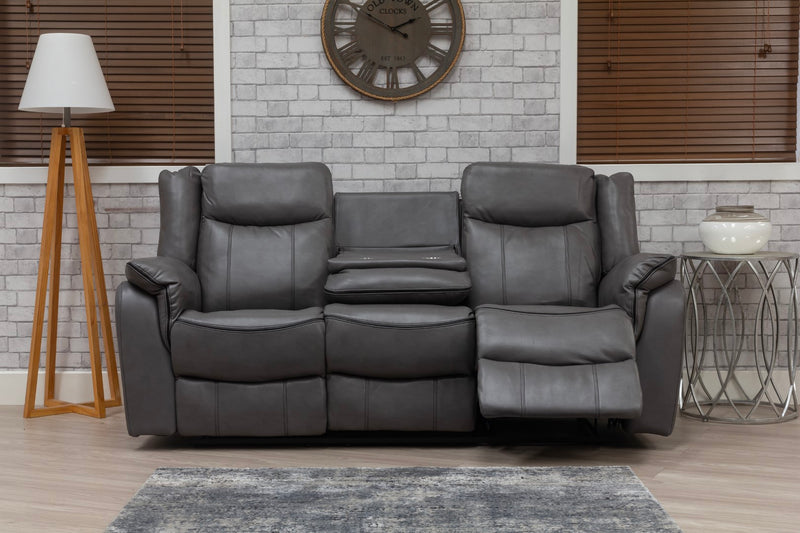 Brooklyn 3+1+1 Seat Recliner Sofa Grey Leather