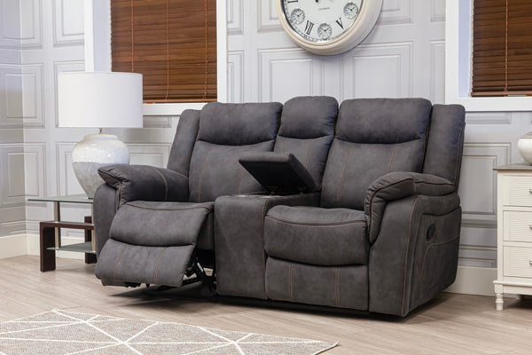 Brooklyn 3 Seat Recliner Sofa Fabric Grey Charcoal