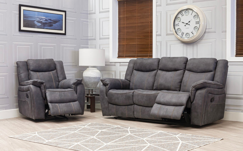 Brooklyn 3+2+1 Recliner Sofas Fabric Grey Charcoal