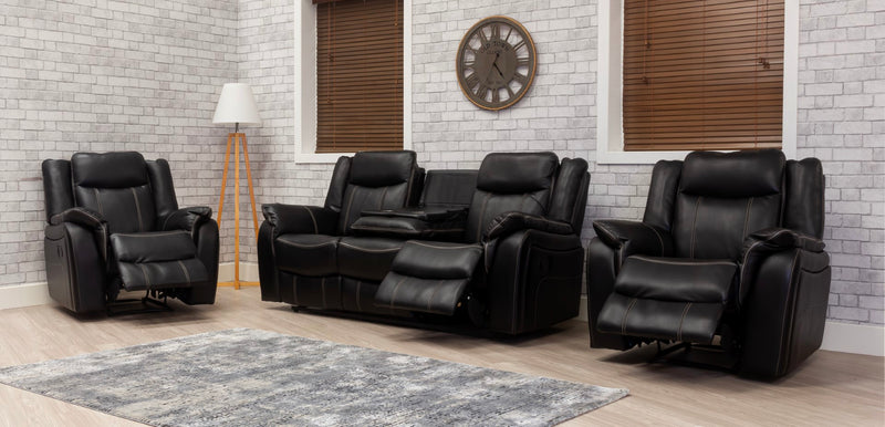 Brooklyn 3+1+1 Seat Recliner Sofa Black Leather