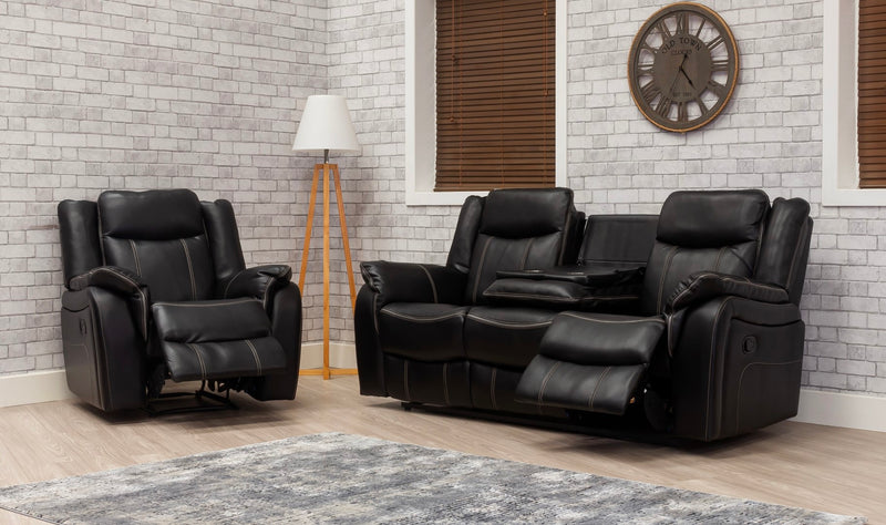 Brooklyn 3+1+1 Seat Recliner Sofa Black Leather