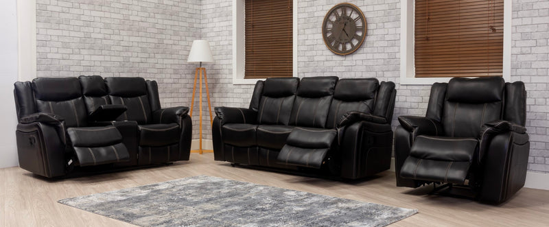 Brooklyn 3+1+1 Seat Recliner Sofa Black Leather