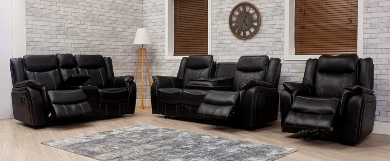 Brooklyn 3+1+1 Seat Recliner Sofa Black Leather