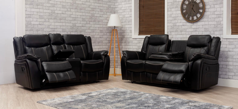 Brooklyn 3+1+1 Seat Recliner Sofa Black Leather