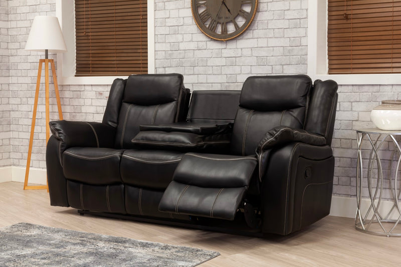 Brooklyn 3+1+1 Seat Recliner Sofa Black Leather