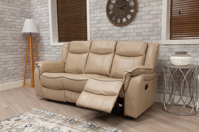 Brooklyn 3+2 Seat Recliner Sofa Latte Leather