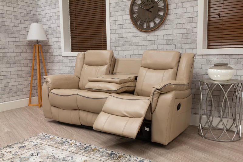 Brooklyn 3+2 Seat Recliner Sofa Latte Leather