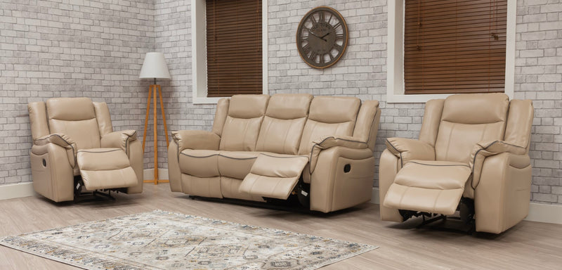 Brooklyn 3+2 Seat Recliner Sofa Latte Leather