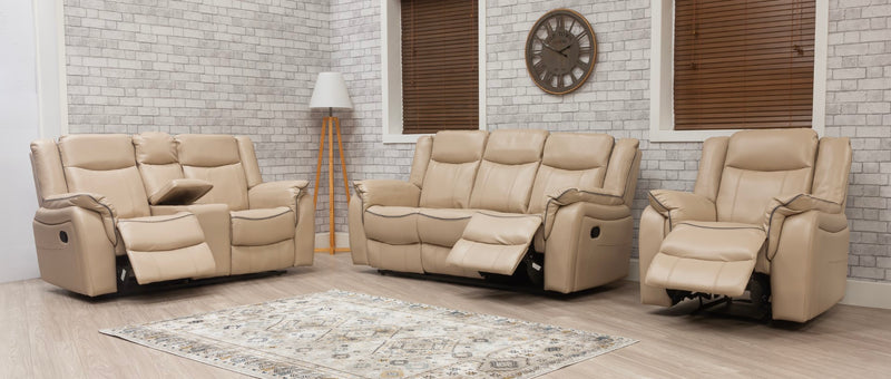 Brooklyn 3+2 Seat Recliner Sofa Latte Leather