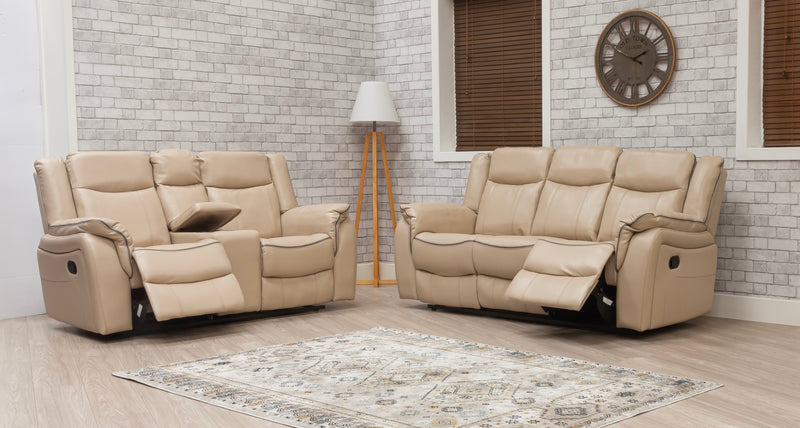 Brooklyn 3+2 Seat Recliner Sofa Latte Leather