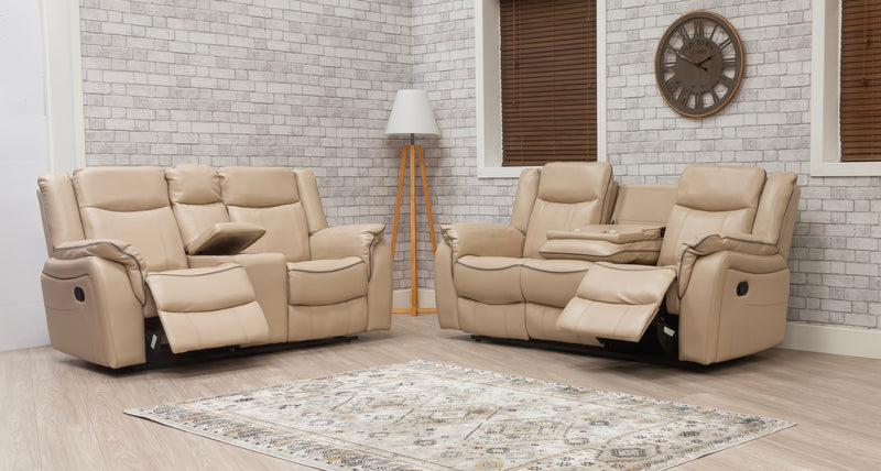 Brooklyn 3+2 Seat Recliner Sofa Latte Leather