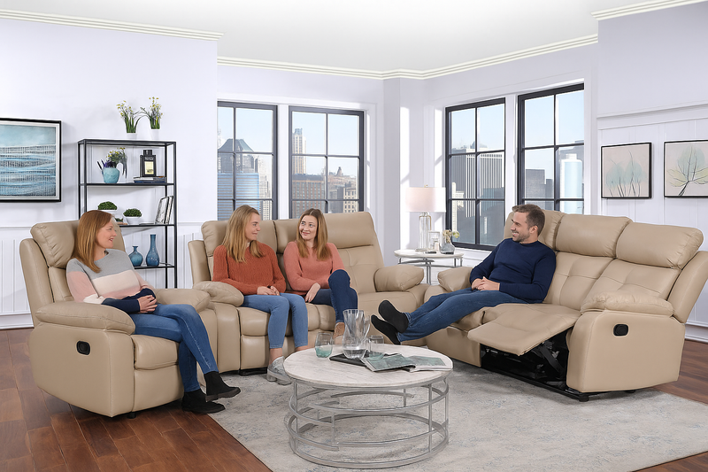 Lisbon Cream Beige Air Leather Recliner Sofas
