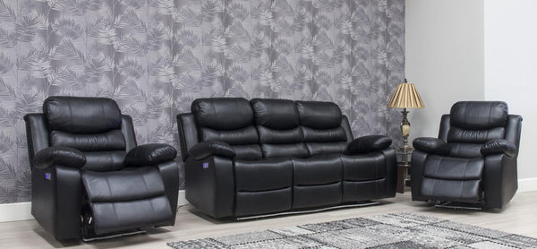 Dallas Black Leather Power Recliner Sofas