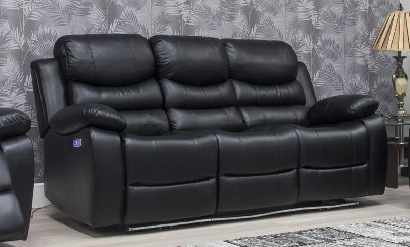 Dallas Black Leather Power Recliner Sofas