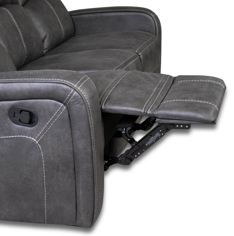 The Galway 3 seat up close gun metal fabric 