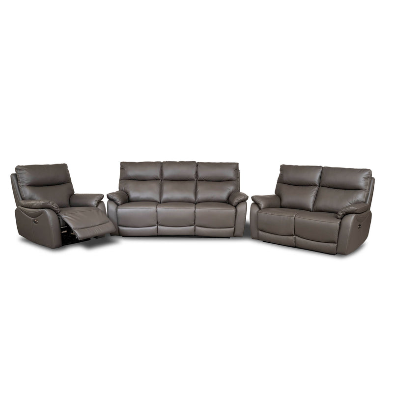 Hartley 3+2+1 Power Recliner Sofas, Grey Leather