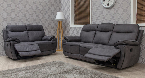 Lotus Reclining Couches Belfast in Charcoal Fabric