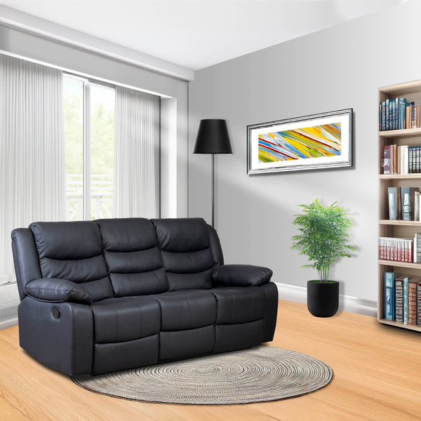 Lanza Black Leather Recliner Sofas