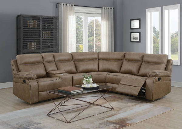 Moneen Recliner Corner Sofas in Tan Fabric