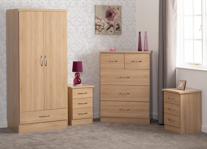 Nevada 3 Door 2 Drawer Mirrored Wardrobe Bedroom Set