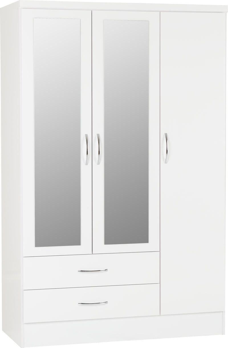 Nevada 3 Door 2 Drawer Mirrored Wardrobe Bedroom Set