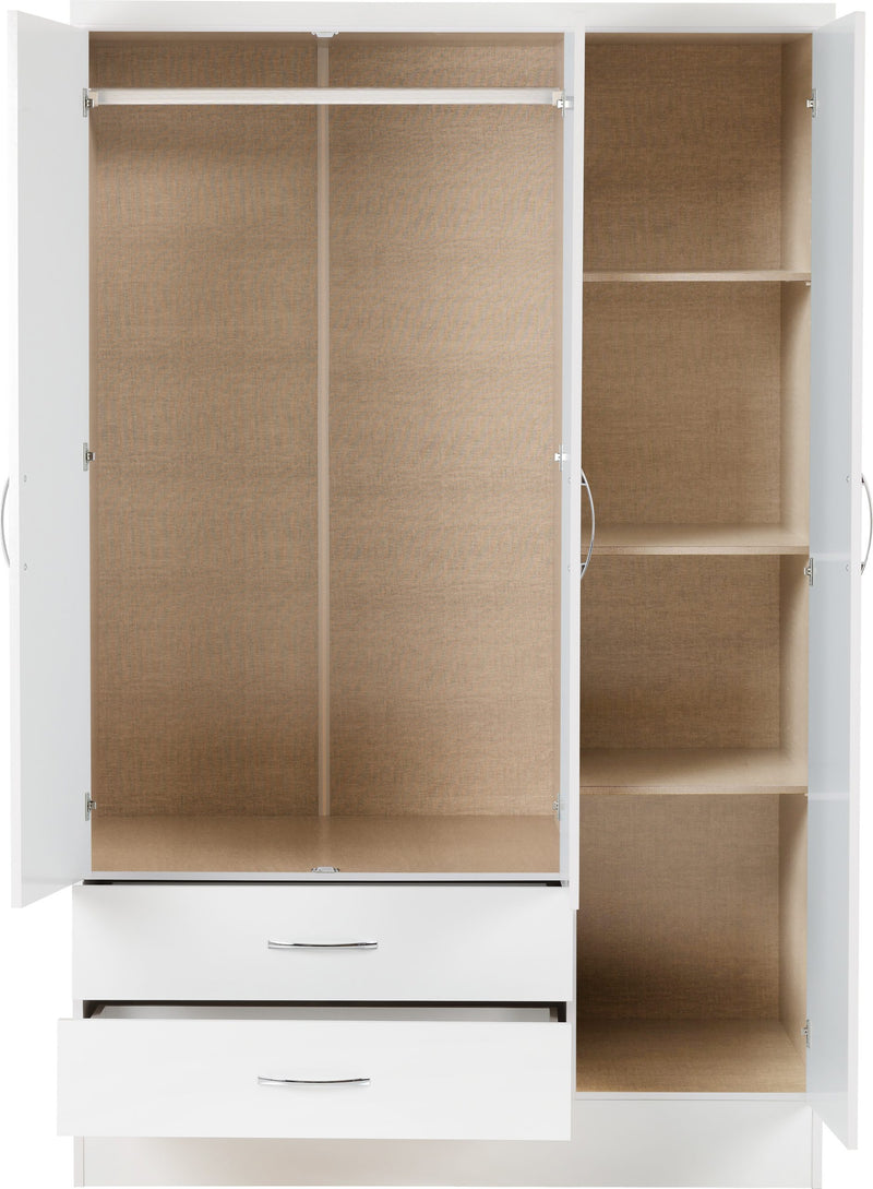 Nevada 3 Door 2 Drawer Mirrored Wardrobe Bedroom Set
