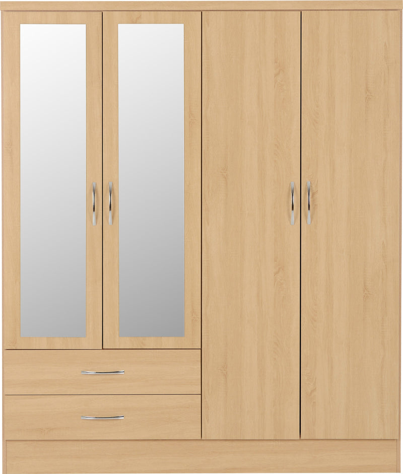 Nevada 4 Door 2 Drawer Mirrored Wardrobe