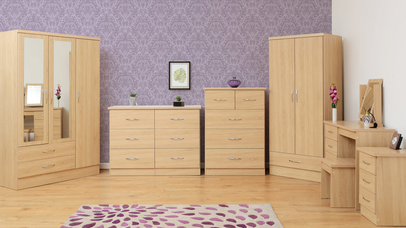Nevada 4 Door 2 Drawer Mirrored Wardrobe Bedroom Set