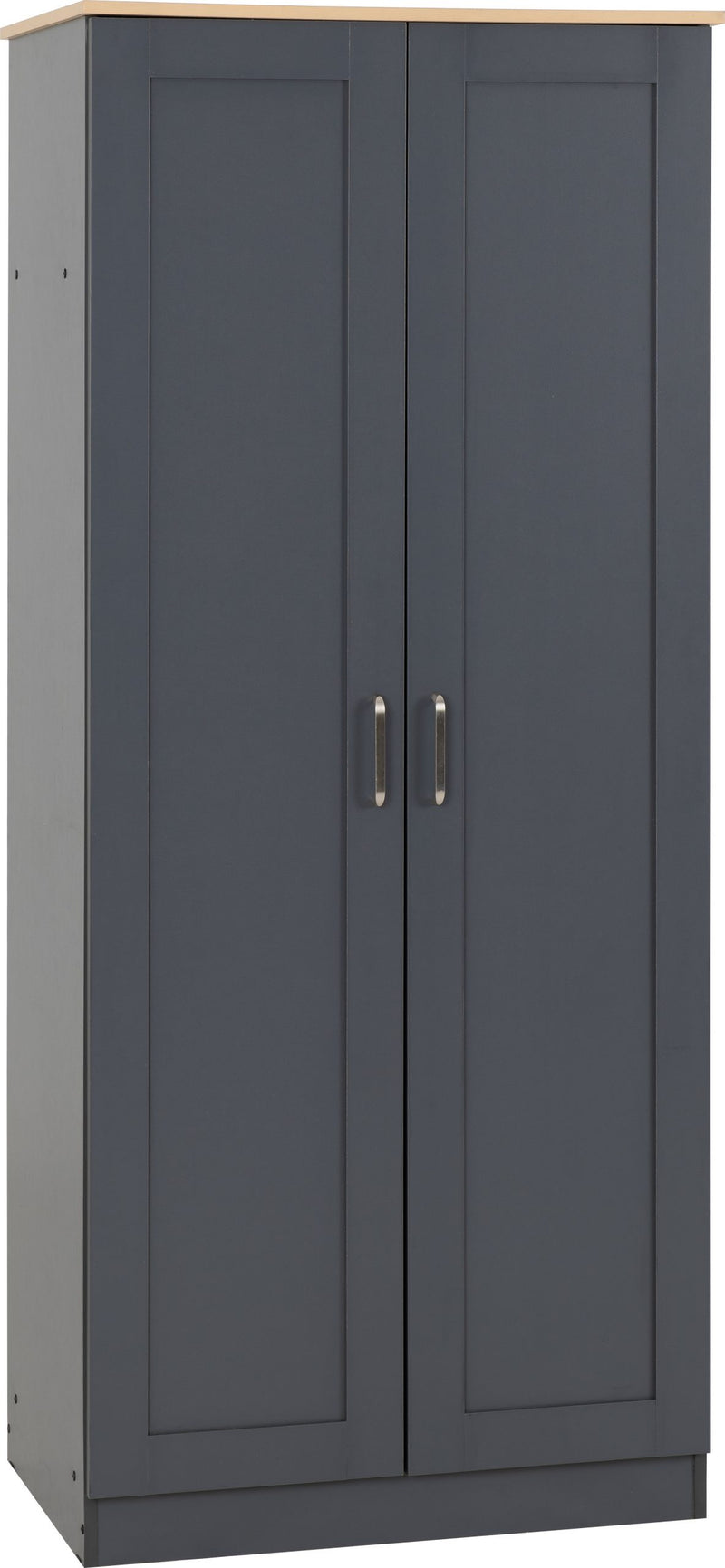 Portland White/Grey/Oak Effect 2 Door Wardrobe