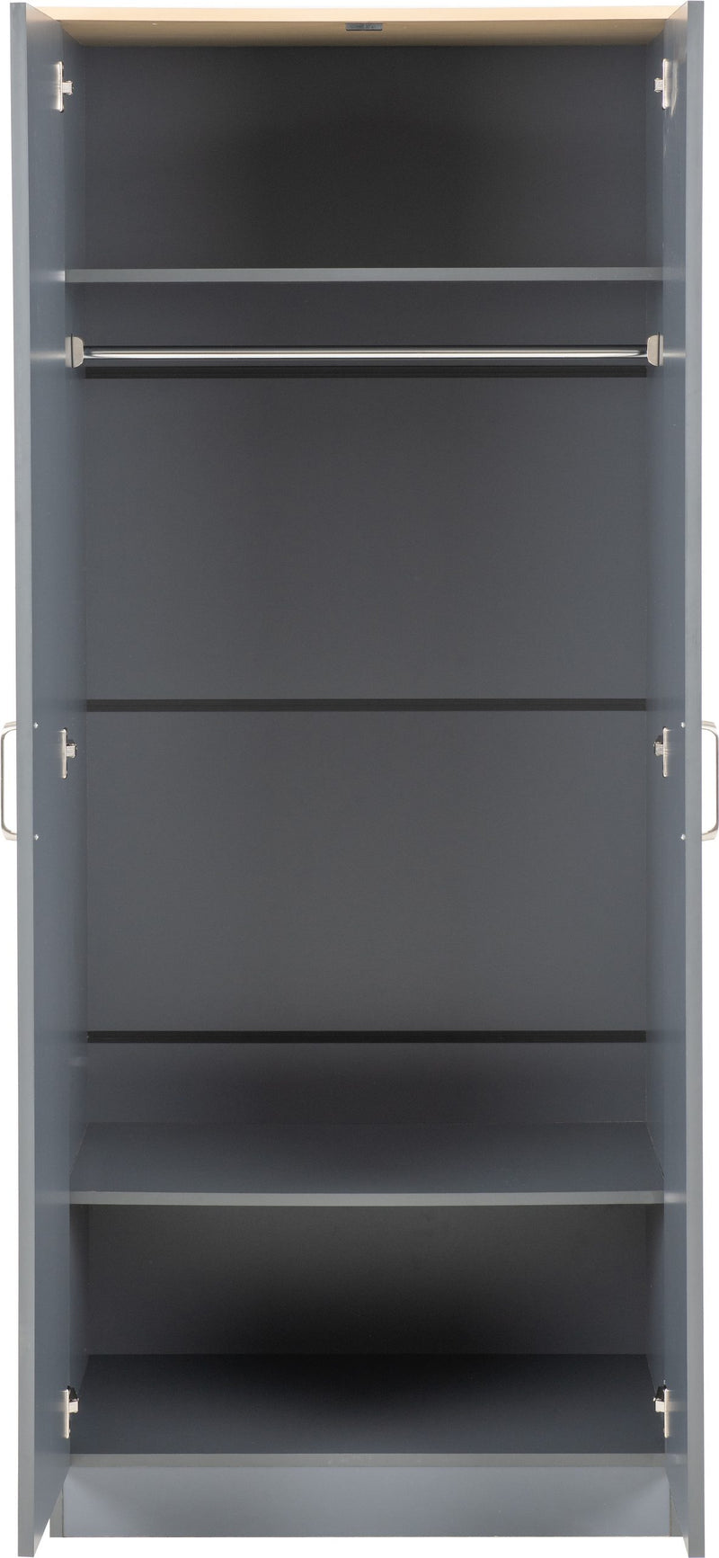 Portland White/Grey/Oak Effect 2 Door Wardrobe