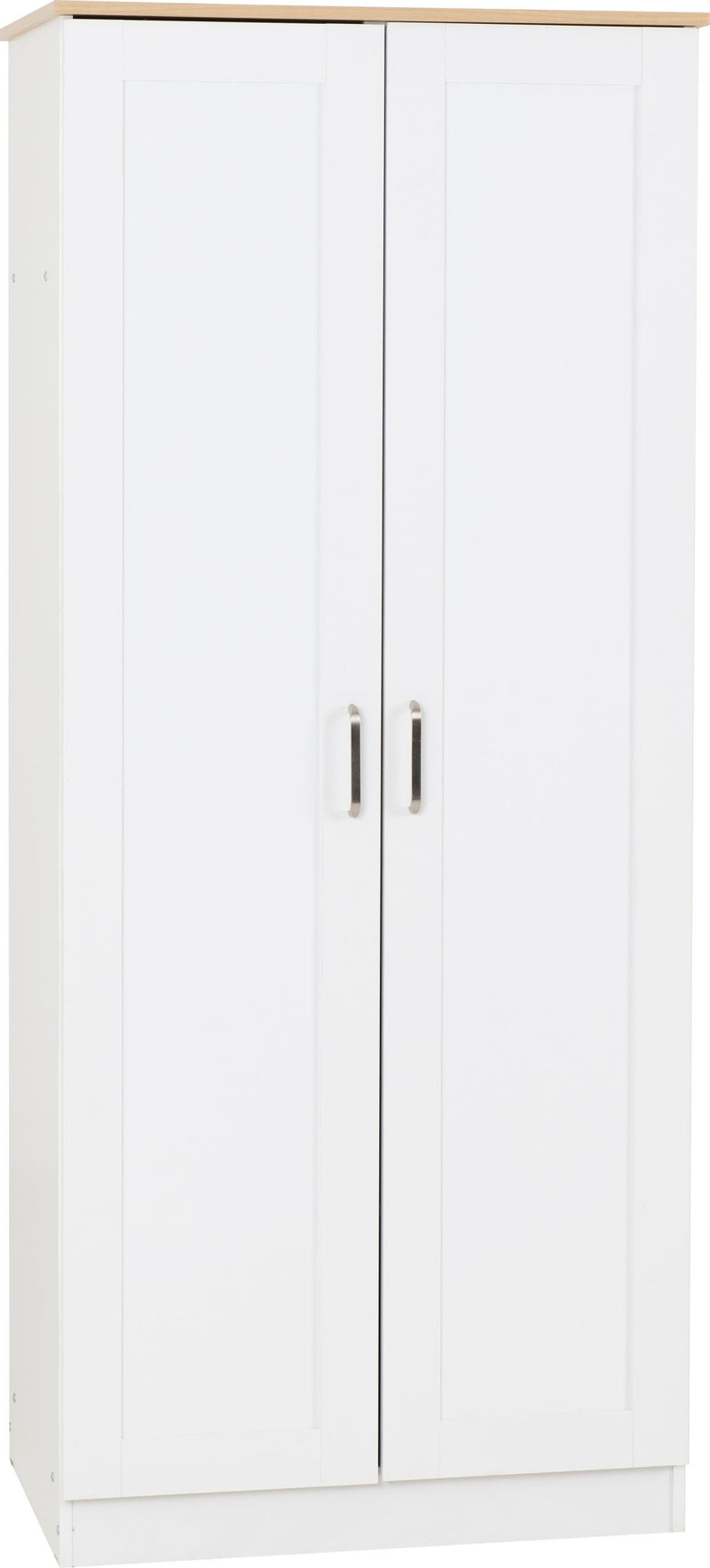 Portland White/Grey/Oak Effect 2 Door Wardrobe