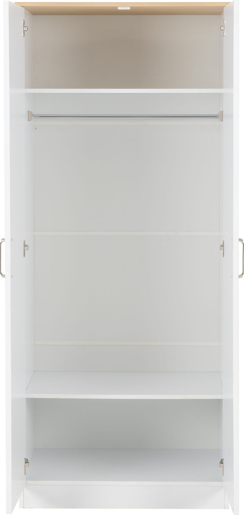 Portland White/Grey/Oak Effect 2 Door Wardrobe