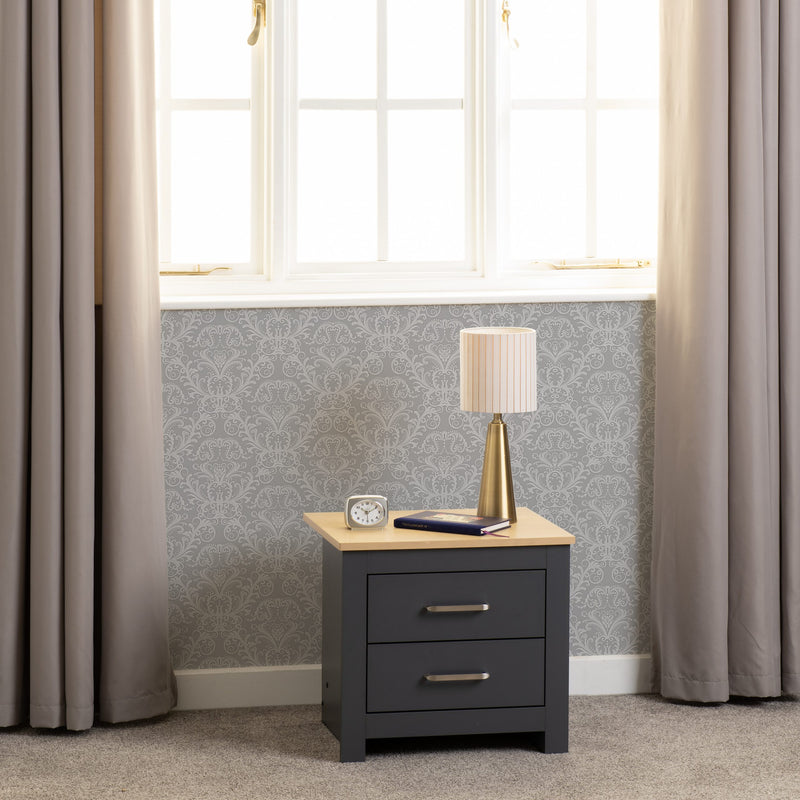 Portland Grey/White/Oak Effect 2 Drawer Locker