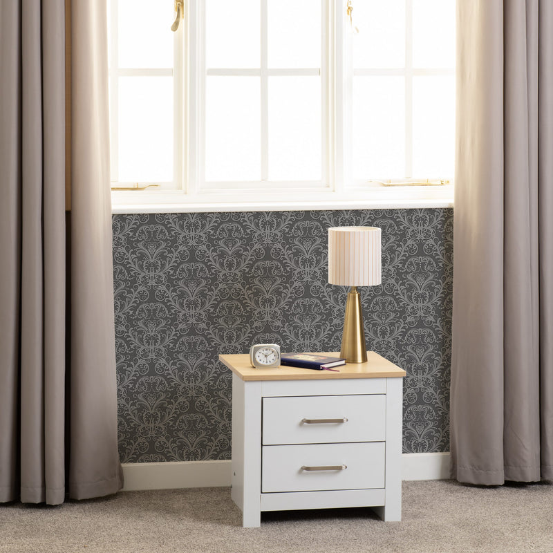 Portland Grey/White/Oak Effect 2 Drawer Locker
