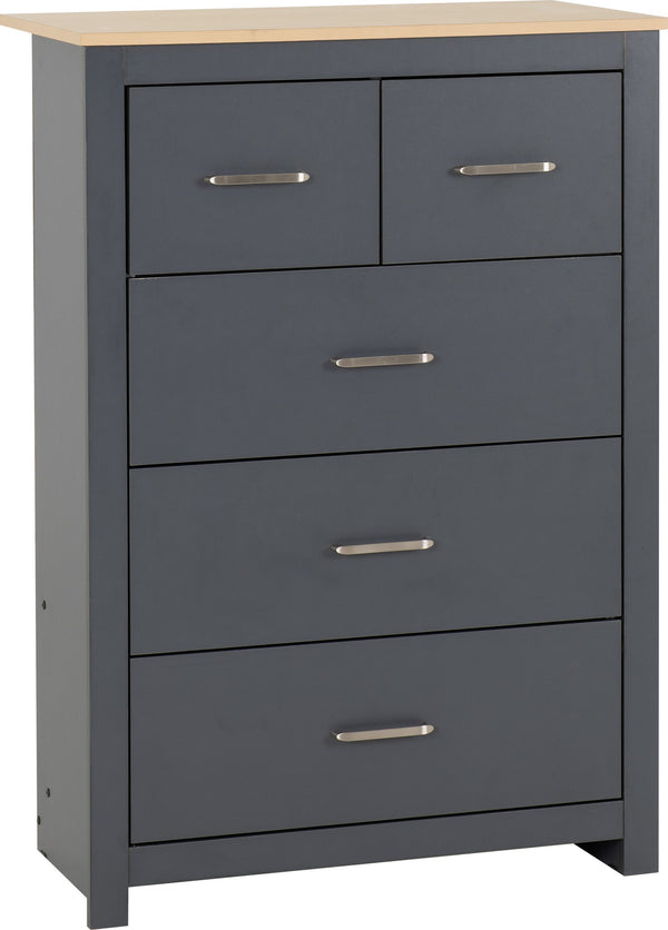 Portland Grey/White/Oak Effect 3+2 Drawer Chest