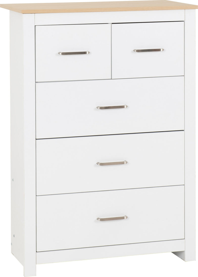 Portland Grey/White/Oak Effect 3+2 Drawer Chest