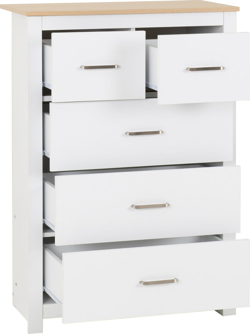 Portland Grey/White/Oak Effect 3+2 Drawer Chest